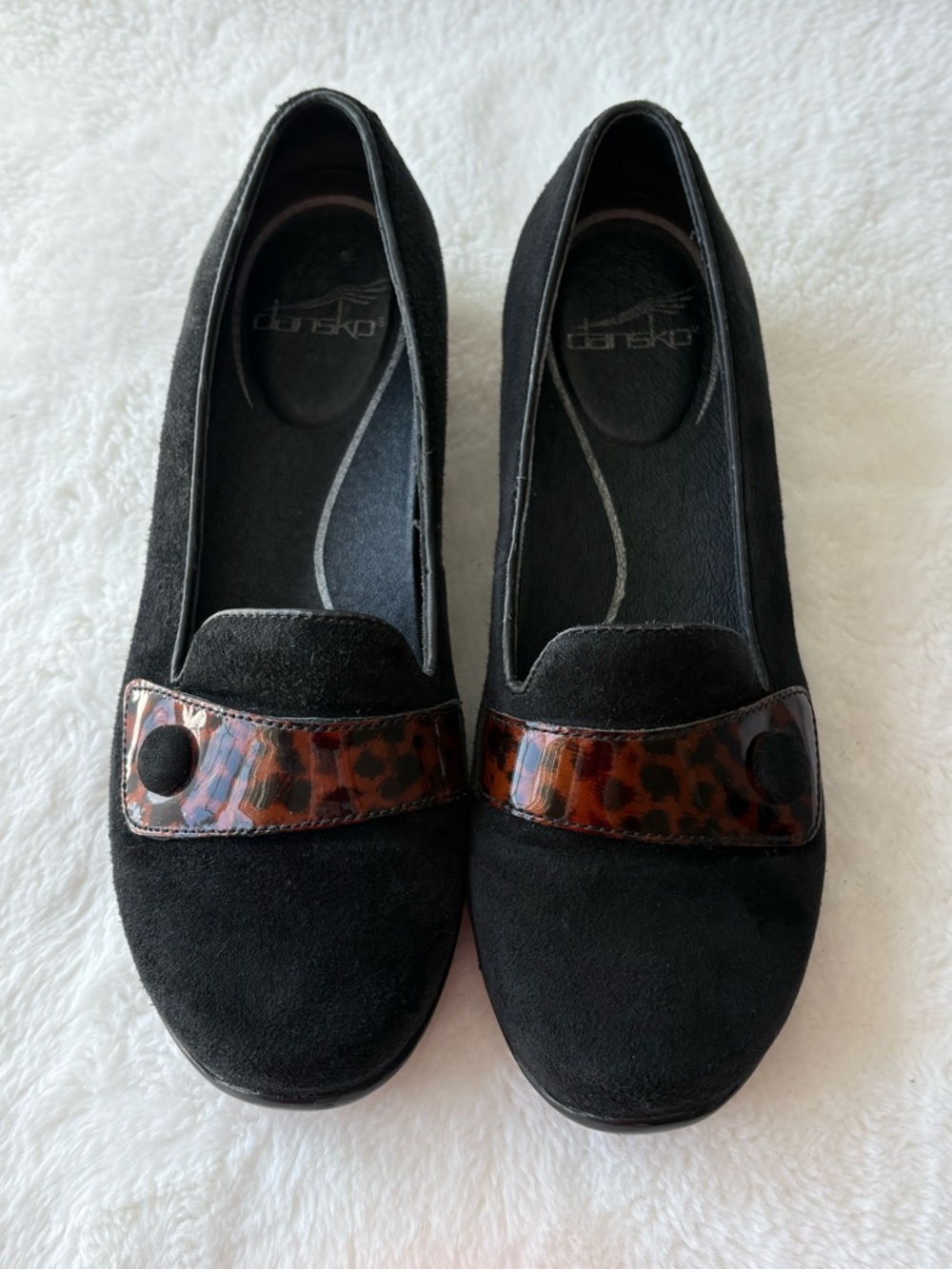 Dansko Black Suede Loafers with Tortoiseshell Accent Size 37 - Picture 5 of 8